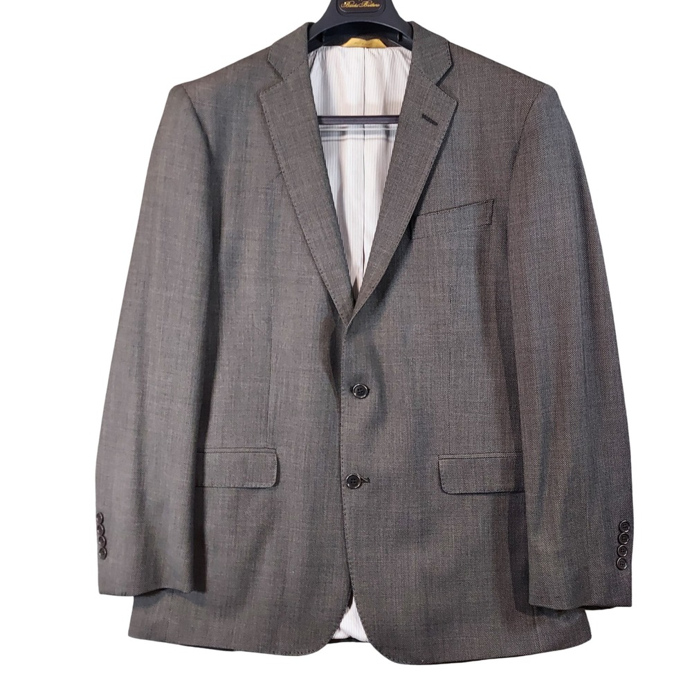 Brooks Brothers Explorer Regent Fit Blazer Mens 42L Grey Wool Blend Textured
